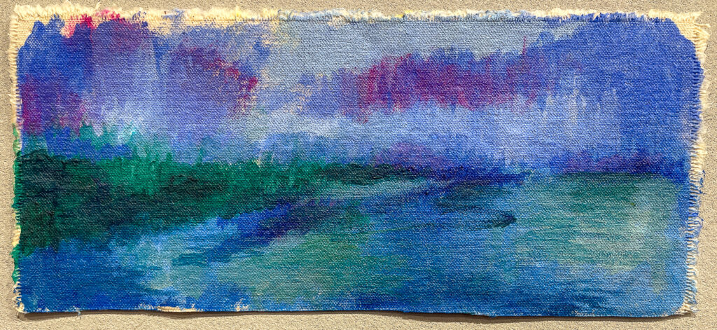 Brittany coast from Mont Saint-Michel; Oil pastel on paper; 5"x11"; 2024